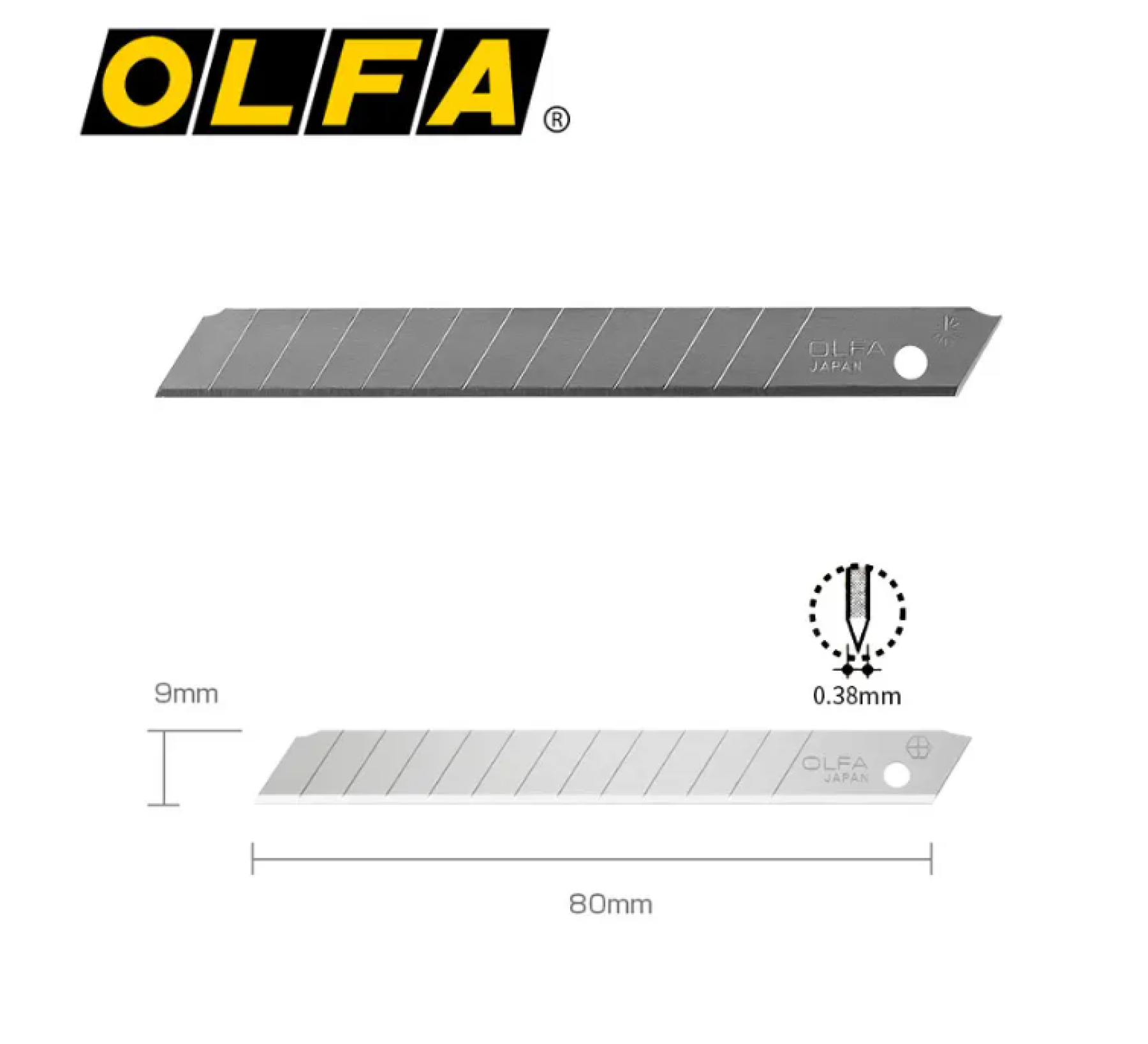 Japan OLFA 60° 9 mm Carbon Steel Blade 10 pcs/pack