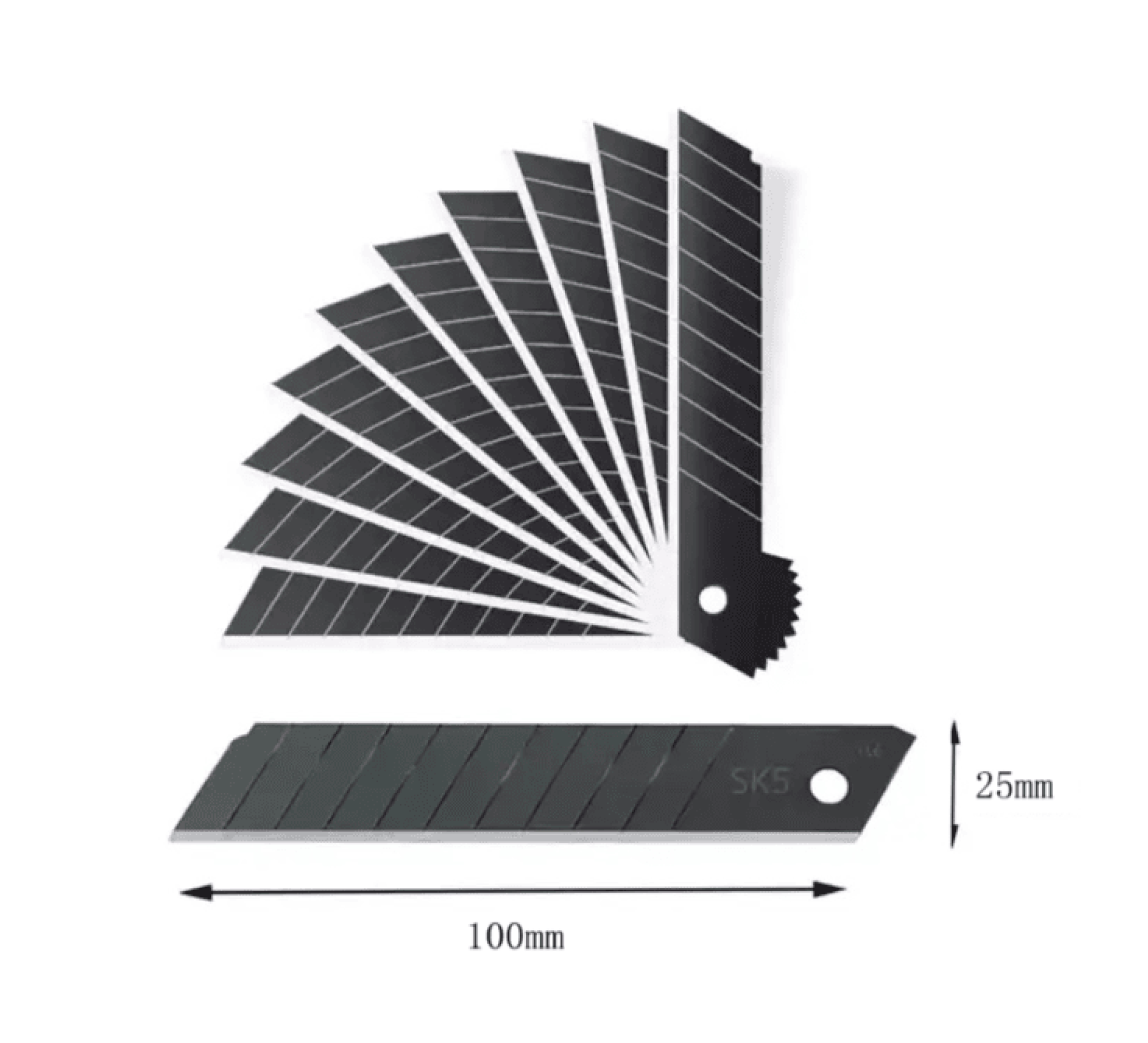 60° 25 mm SK5 BLACK Carbon Steel Blade 10pcs/pack